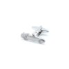 Chrome silver cufflink featuring a side profile of car without hood 0102-005