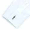 Chrome silver cufflink featuring a side profile of car without hood 0102-005