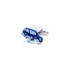 Blue colored mini car cufflink with silver chrome accents 0102-010