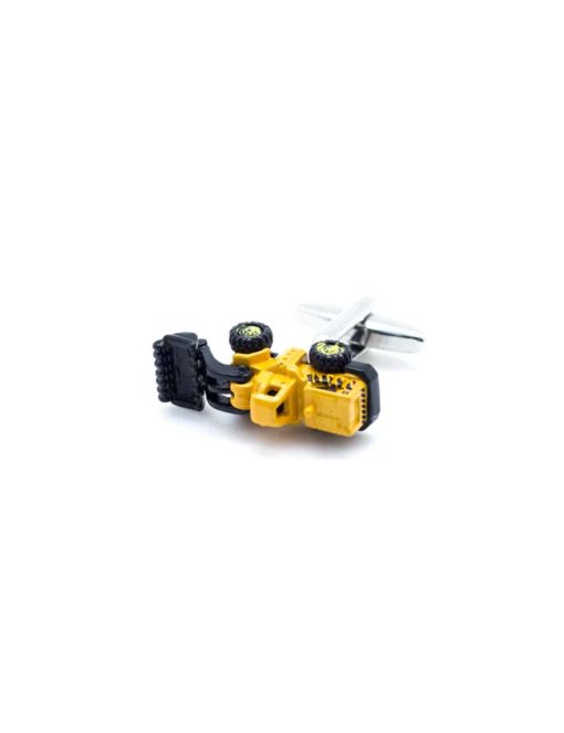 Yellow armored construction wheel loader cufflink 0114-008