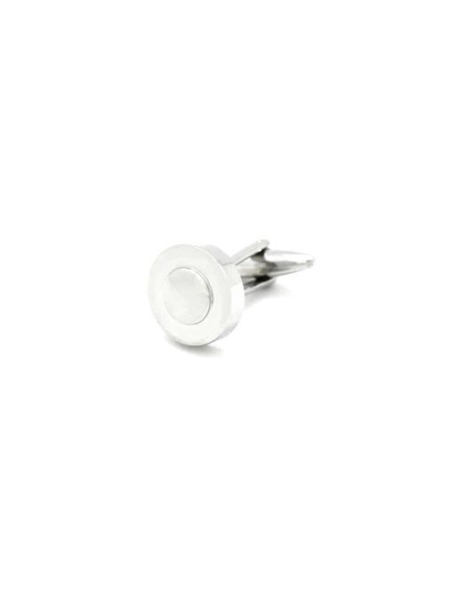 Chrome silver classic round cap cufflink 0200-090