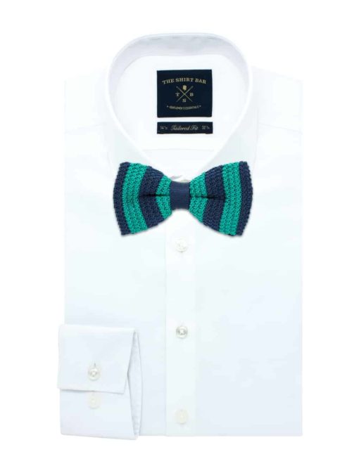 Navy and Green Stripes Knitted Bowtie KBT12.6