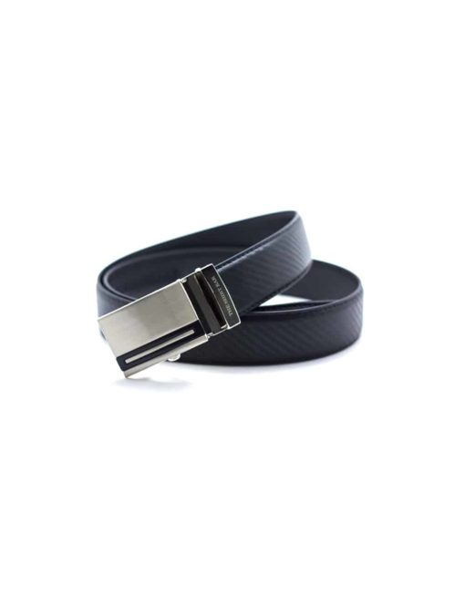 Black Textured Auto Lock Leather Belt LBA20.6