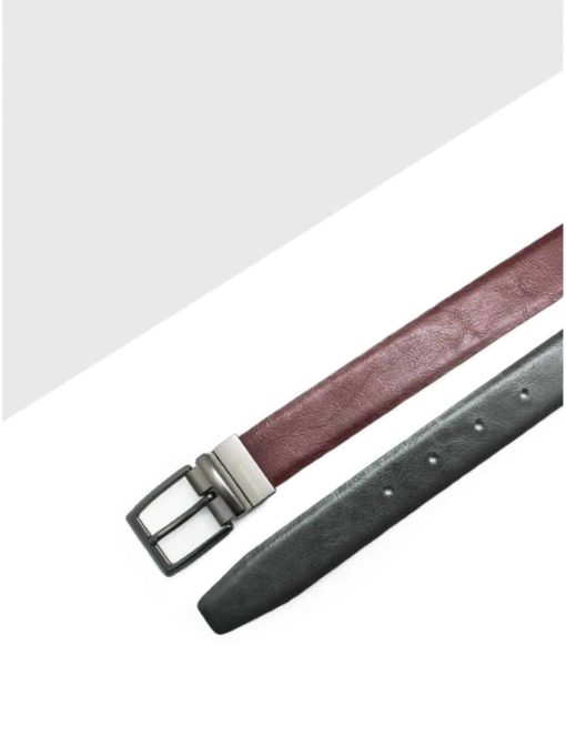 Wine / Dark Grey Reversible Leather Belt LBR12.5
