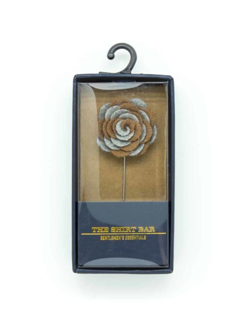 Brown & Grey Felt Rose Lapel Pin LP61.8