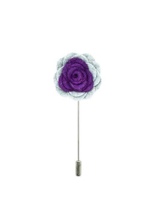 Grey & Purple Felt Floral Lapel Pin LP93.8