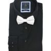 Solid White Woven Bowtie WBT1.5