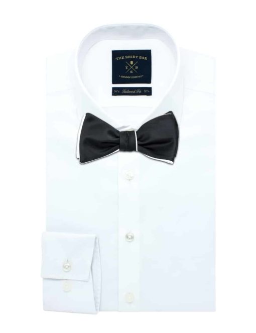 Solid Black and White Reversible Woven Self Tie Bowtie WRSTBT1.6