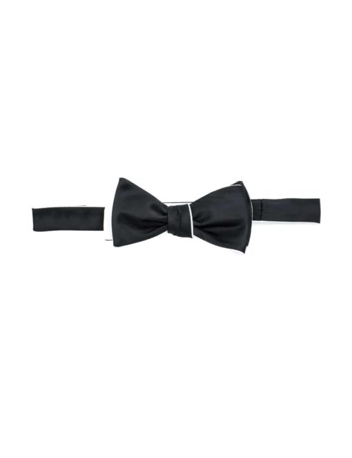 Solid Black and White Reversible Woven Self Tie Bowtie WRSTBT1.6