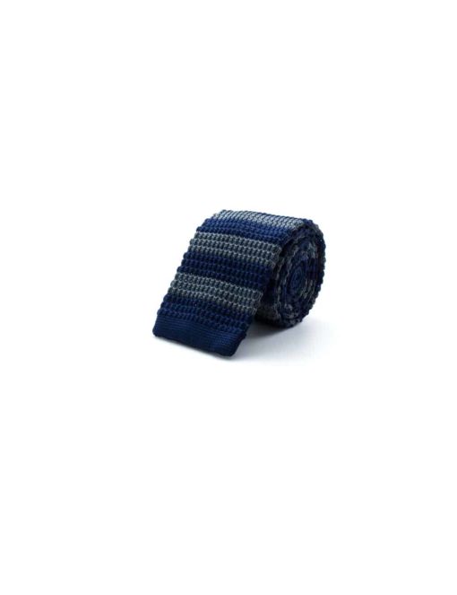 Navy and Grey Stripes Knitted Necktie KNT85.8