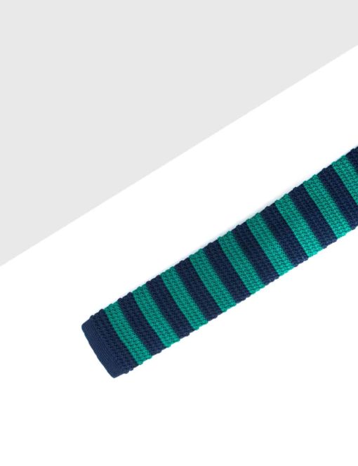 Navy and Green Stripes Knitted Necktie KNT86.8