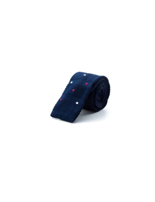 Navy with Pink and White Polka Dots Knitted Necktie KNT91.8