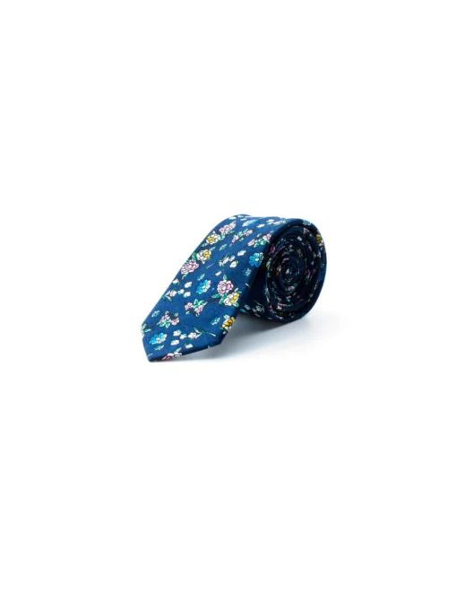 Blue with Coloured Floral Woven Necktie NT13.8