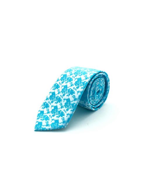 Turquoise Floral Woven Necktie NT27.8