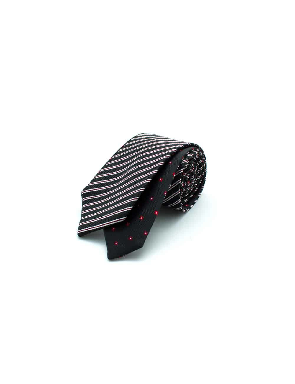 Black Stripes and Red Floral Reversible Woven Necktie RNT9.8