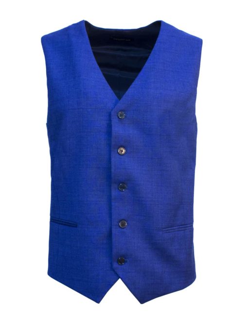 Tailored Fit Blue Checks Single Breasted Vest V1V4.2