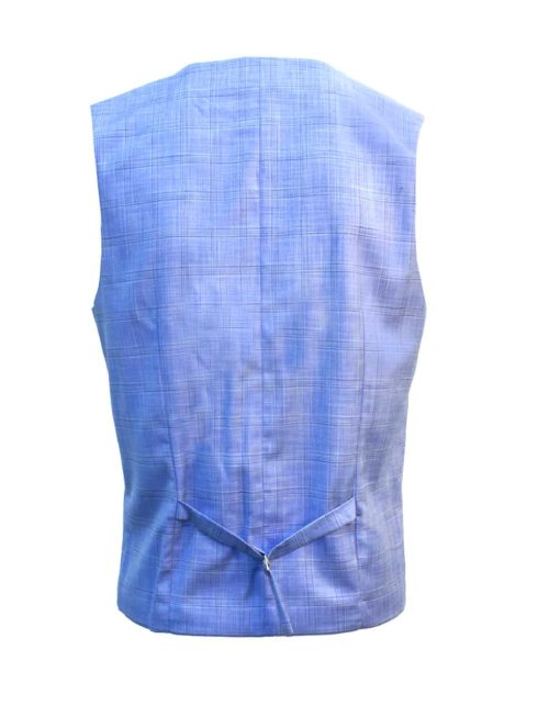 Tailored Fit Sky Blue Checks Double Breasted Vest V2V1.2