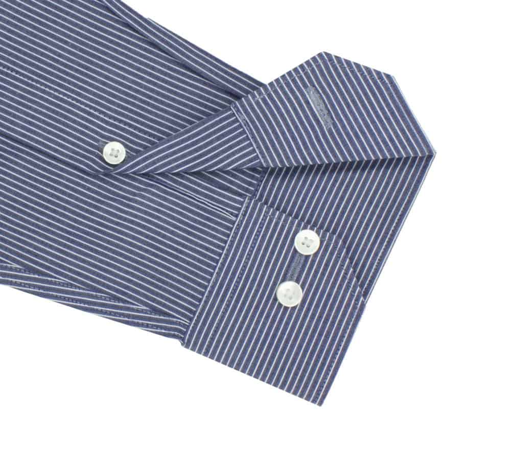 Tailored Fit Navy with White Stripes 100% Cotton Long Sleeve Single Cuff Shirt TF2A15.14