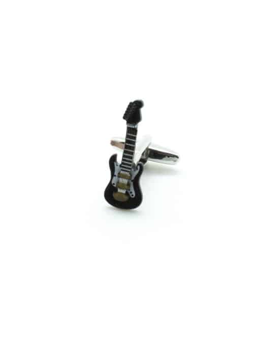 Black Electric Guitar with White and Gold Details Cufflink C212NH-016A