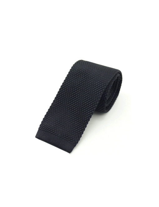 Solid Black Knitted Necktie KNT70.8