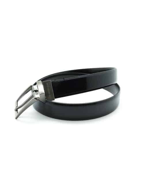 Shiny Black Reversible Leather Belt LBR8.8