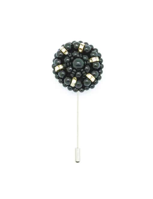 Black Beaded Floral Lapel Pin LP32.10