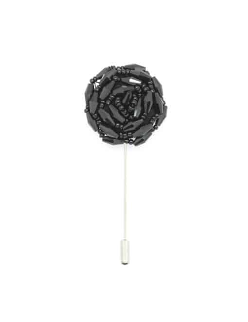 Black Beaded Floral Lapel Pin LP43.10