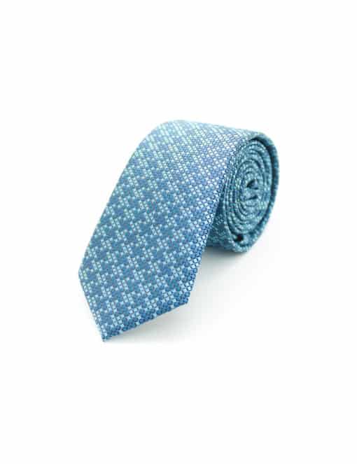 Turquoise Checks Spill Resist Woven Necktie NT44.9