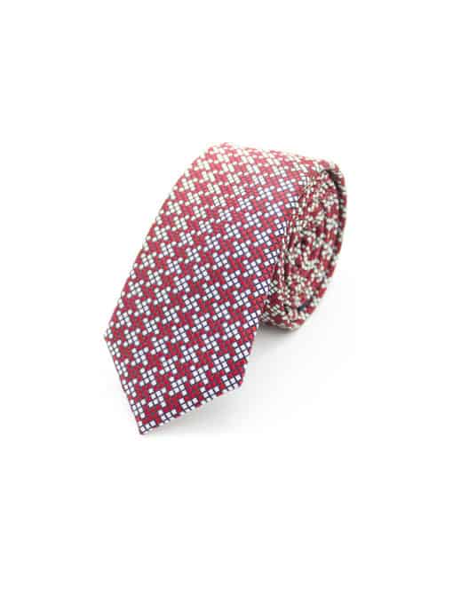 Red and Grey Checks Spill Resist Woven Necktie NT49.9