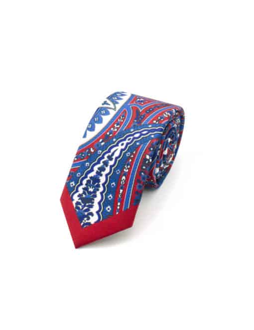 Red with Blue Paisley Print Woven Necktie NT58.9
