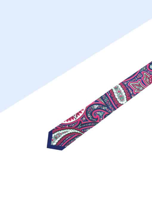 Navy with Pink and Green Paisley Print Woven Necktie NT59.9