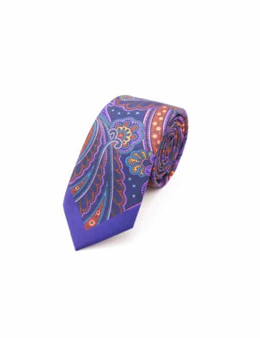 Purple Paisley Print Woven Necktie NT61.9