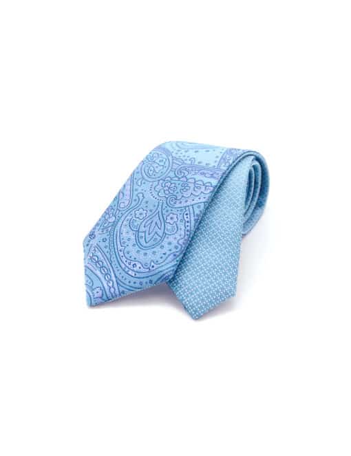 Turquoise Floral Spill Resist Woven Reversible Necktie RNT5.9
