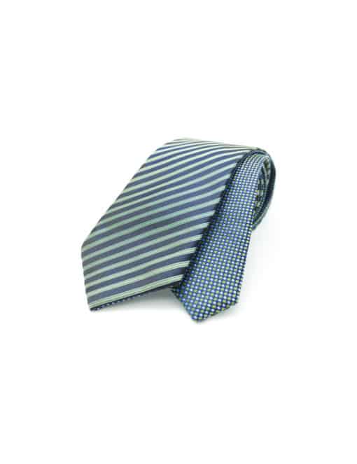 Green Stripes Spill Resist Woven Reversible Necktie RNT6.9
