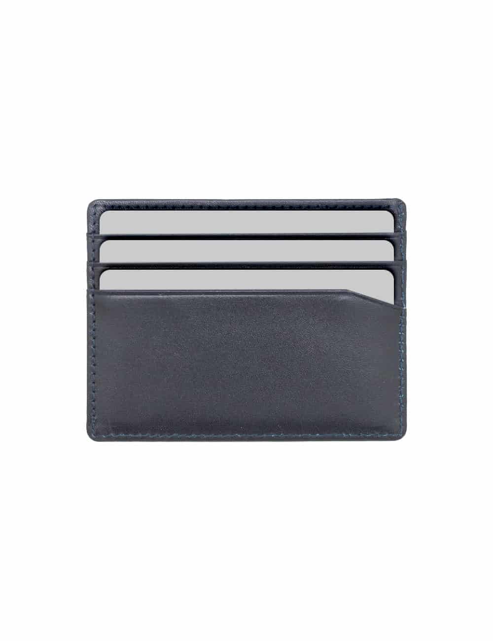Navy 100% Genuine Top Grain Leather Card Case with RFID Anti-theft SLG9.NOB1
