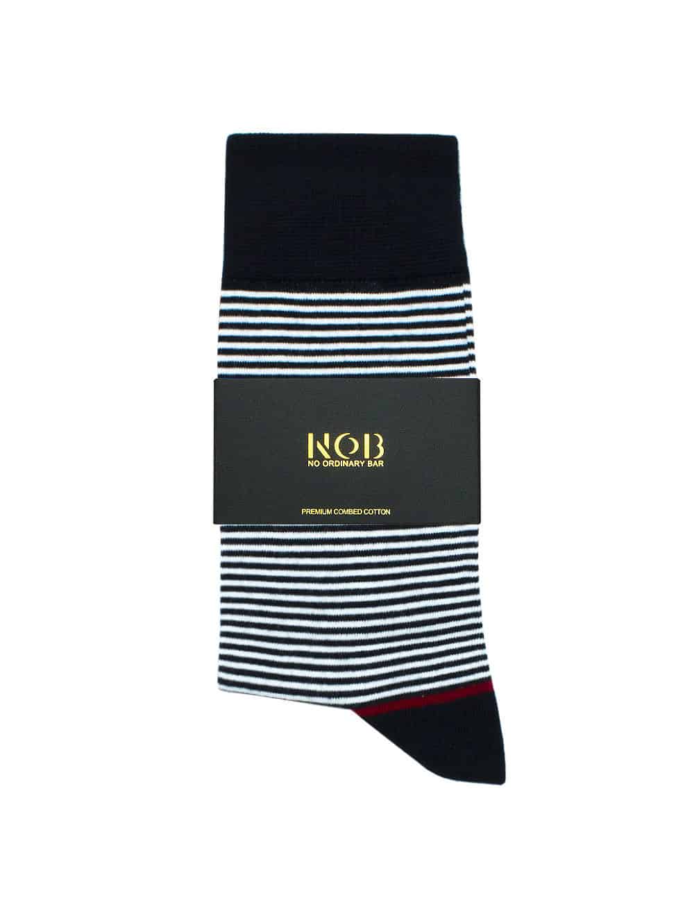 Navy and White Stripes Crew Socks made with Premium Combed Cotton SOC1A.NOB1
