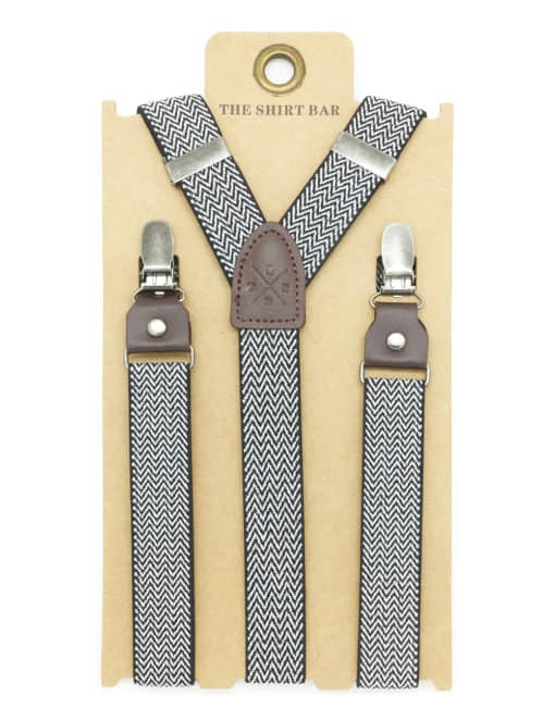 Black and White Pattern Single Back Clip 2.5cm Suspender with Leather SPD10.4