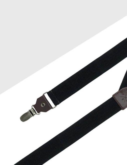 Black Pattern Single Back Clip 3cm Suspender with Leather SPD23.4