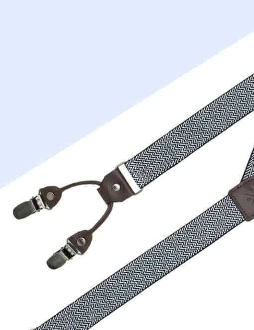 Black and White Pattern Double Back Clip 3cm Suspender with Leather SPD35.4