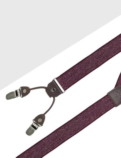Maroon Pattern Double Back Clip 3cm Suspender with Leather SPD38.4