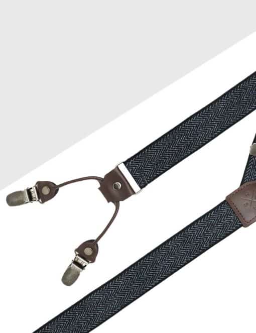 Black Pattern Double Back Clip 3cm Suspender with Leather SPD39.4