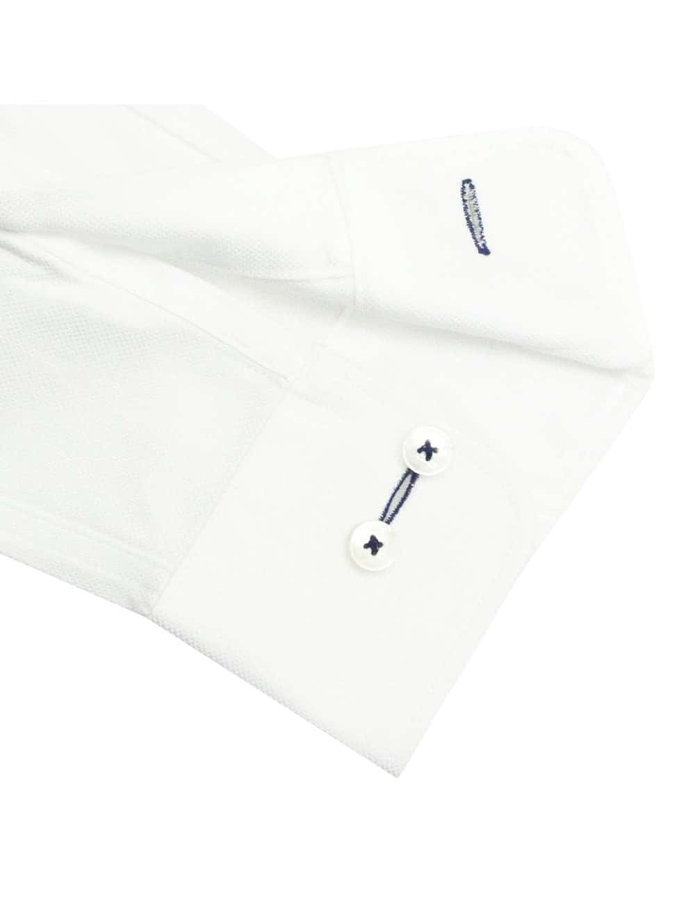 Tailored Fit Solid White Dobby 2 Ply 100% Premium Pima Cotton Long Sleeve Single Cuff Shirt TF2B2.16