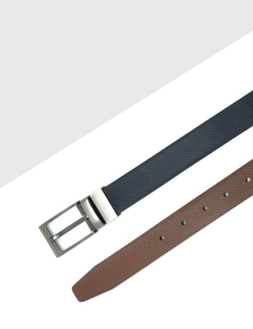 Navy / Brown Textured Reversible Leather Belt LBR4.8