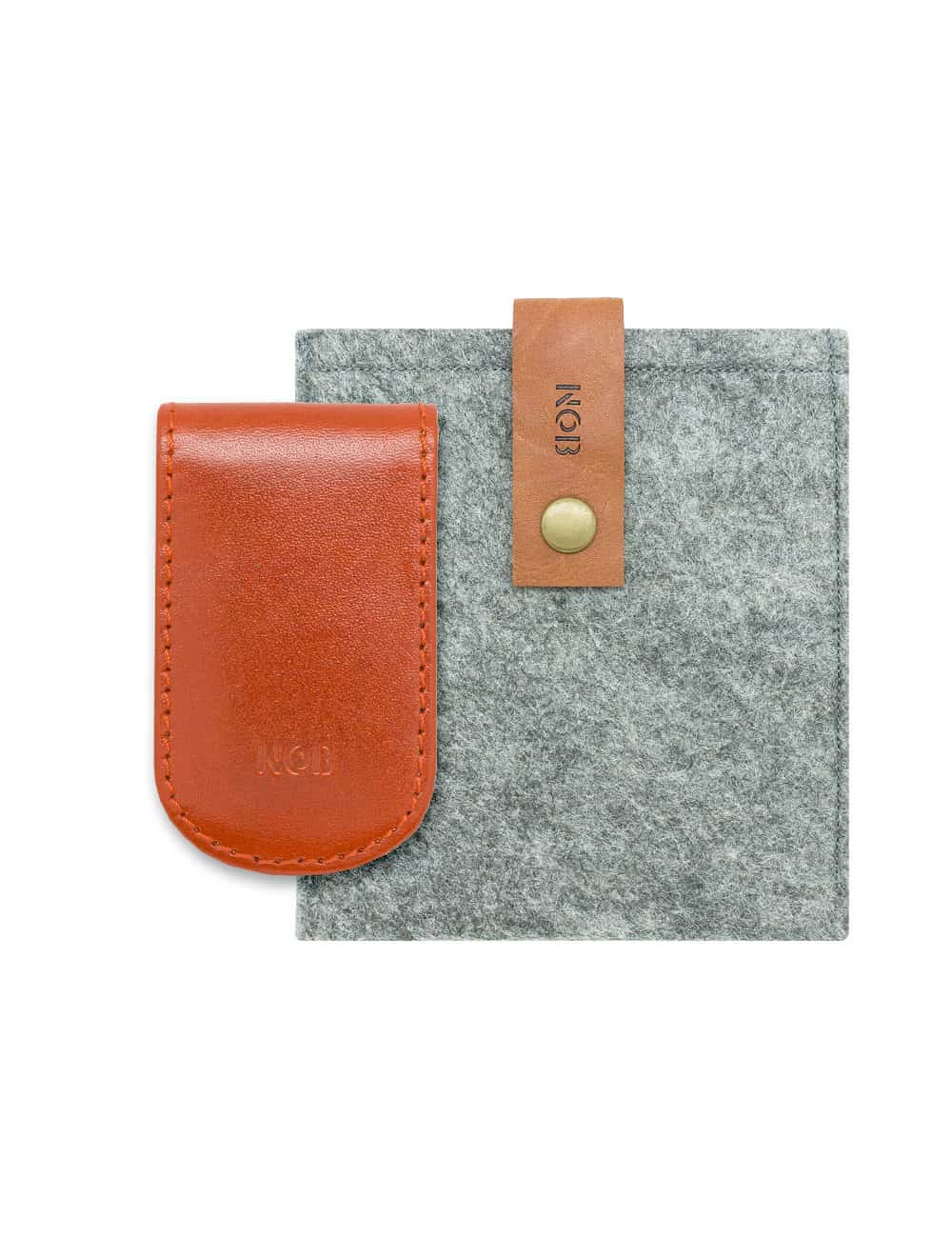 Orange 100% Genuine Top Grain Leather Money Clip SLG3.NOB1