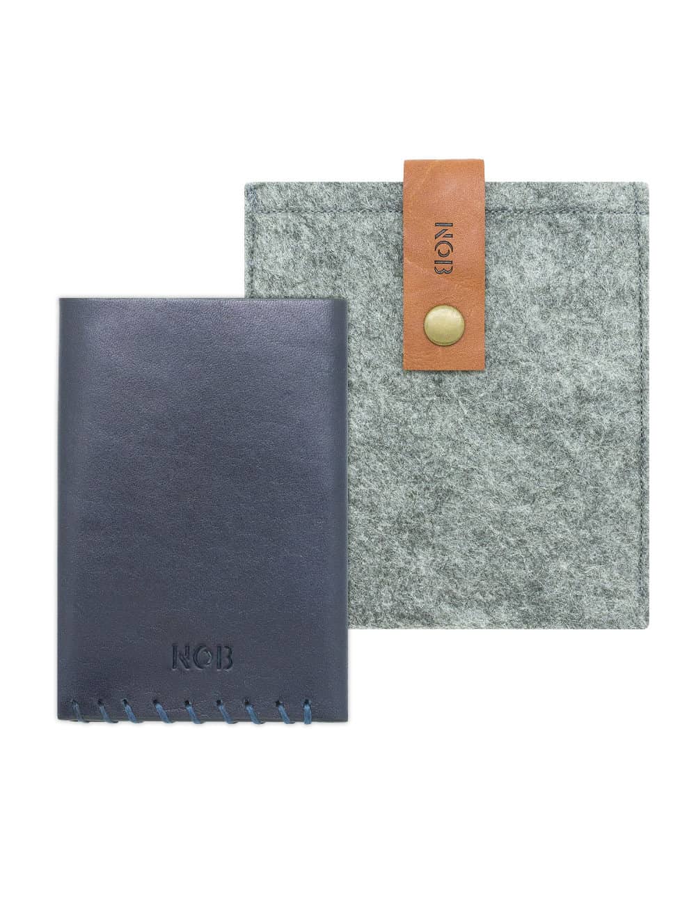 Navy 100% Genuine Top Grain Leather Card & Money Holder SLG7.NOB1