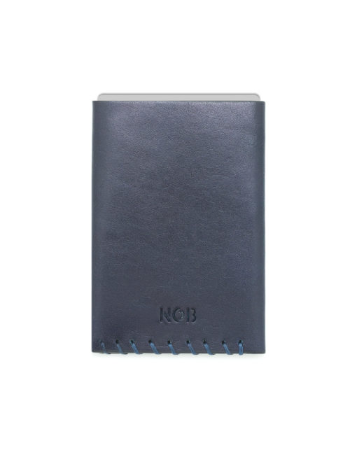 Navy 100% Genuine Top Grain Leather Card & Money Holder SLG7.NOB1