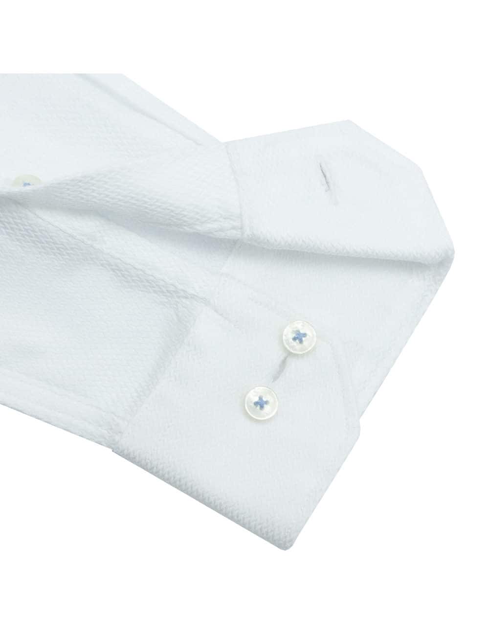 Tailored Fit Solid White Dobby 2 Ply 100% Premium Pima Cotton Double-Ply Long Sleeve Single Cuff Shirt TF2A9.17