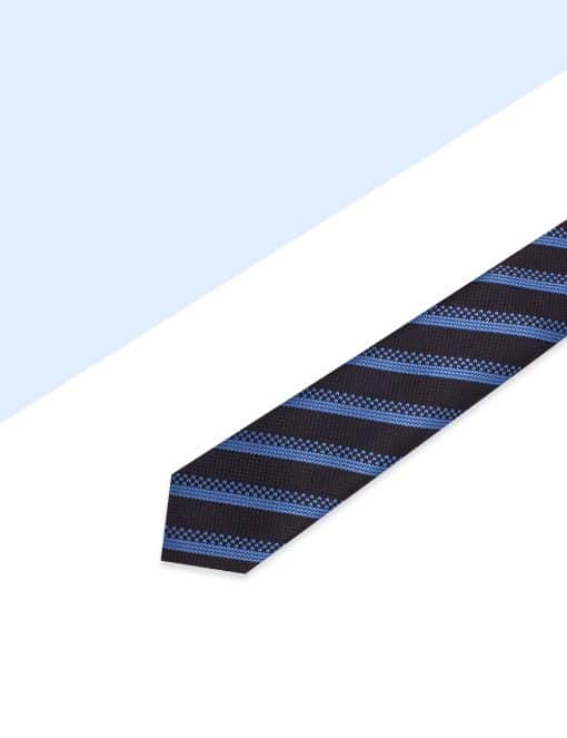 Brown and Sky Blue Stripes Pattern Woven Necktie - NT81.4