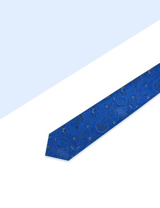 Imperial Blue Floral Woven Necktie - NT43.4