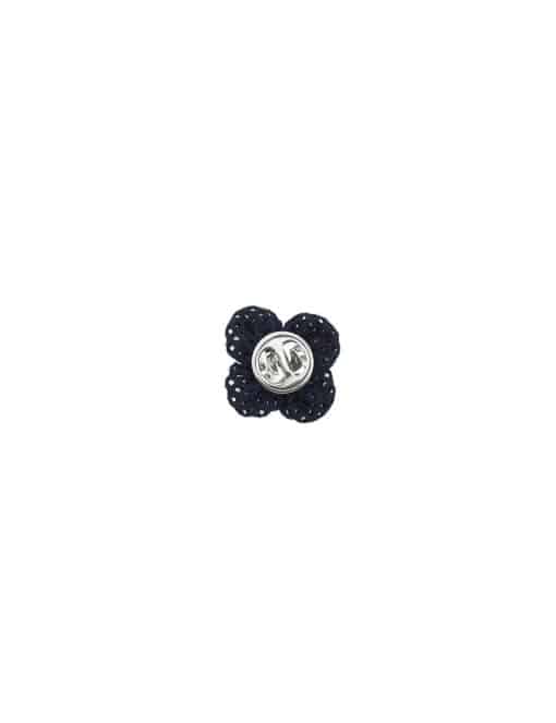 Navy Knitted Floral Lapel Pin LP2.10